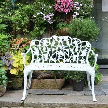 

2 seater garden benches grape design cast aluminum courtyard outdoor chair in white and bronze color