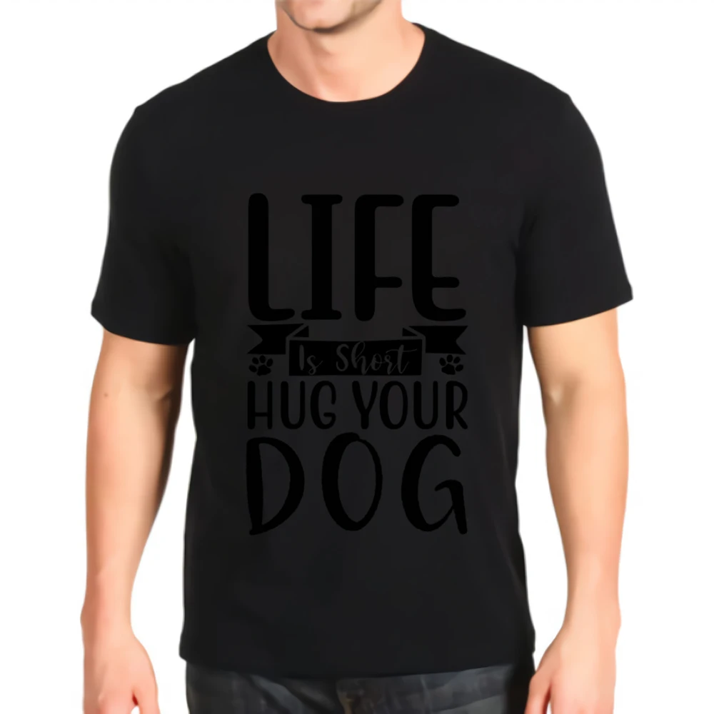 Модная печатная Футболка new life is short hug your dog свободные футболки на заказ мужские