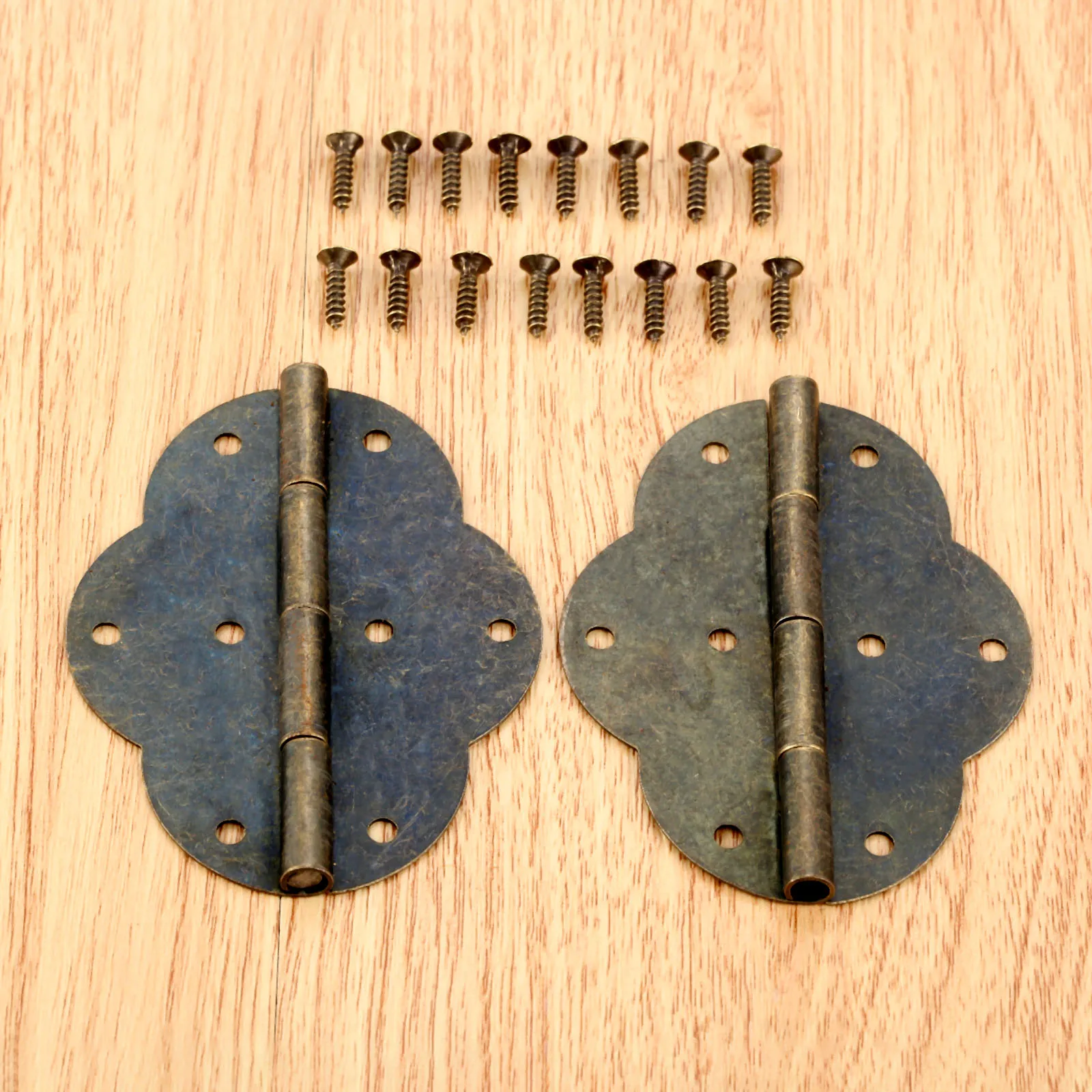 2 Pezzi Gioielli Antichi Scatola Di Legno Cerniere Decorative 69*54Mm Cerniere Per Mobili Vintage Armadio Cassetto Porta Cerniera Testa Con Viti