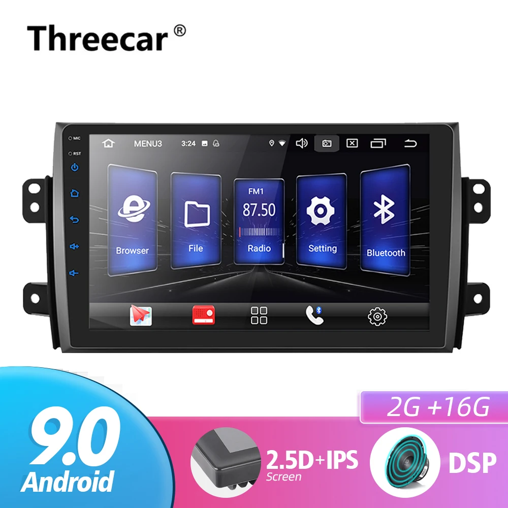 

Android 9.0 Car Radio 2 din 9'car radio DSP 2.5D IPS Screen GPS NAVIGATION WIFI For SUZUKI SX4 Player Front&Rear CAM