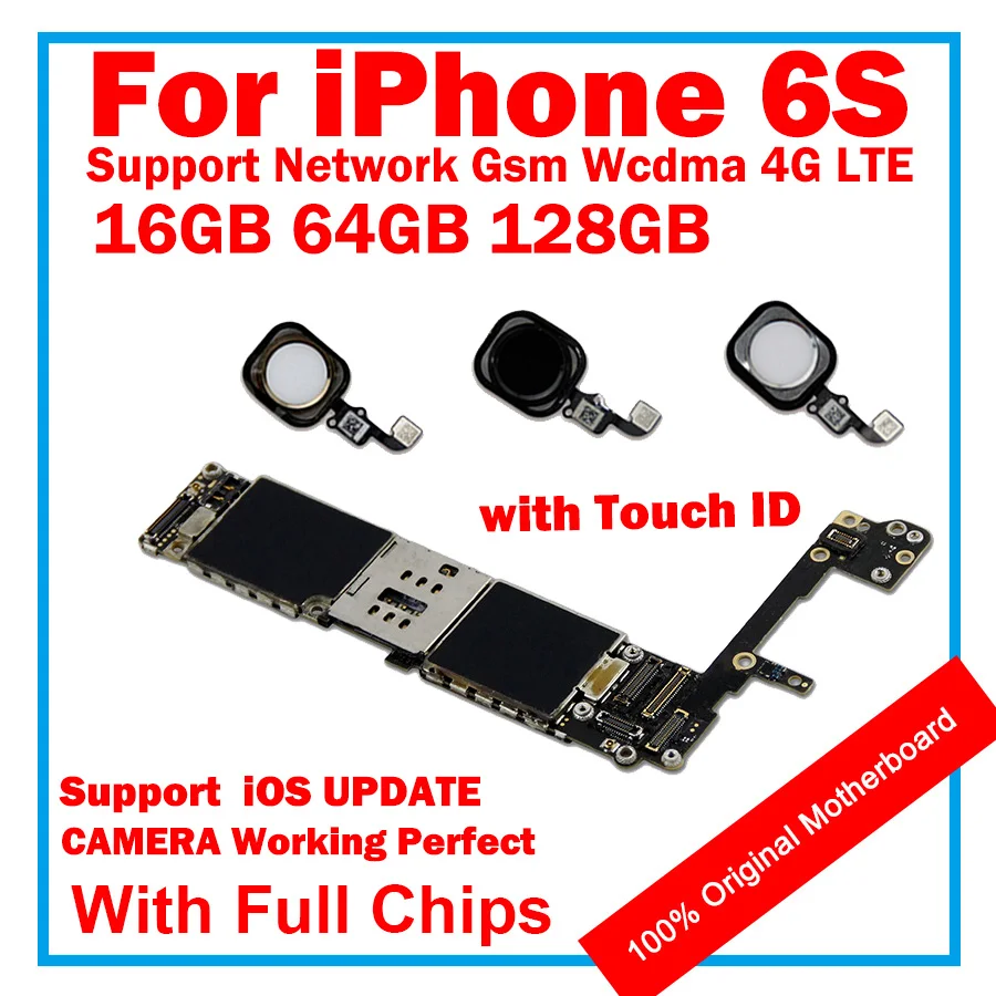 Factory Clean iCloud Unlocked for iphone 6S Motherboard With/No Touch ID Original Mainboard With IOS Full Chips Logic Board | Мобильные