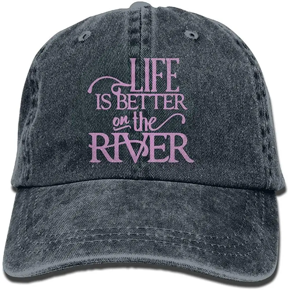 Унисекс Регулируемый Винтаж джинсовая бейсболка жизнь лучше на реке плотная Кепки