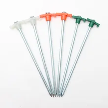 25CM Windproof Tent Nails Tools Bold and Lengthen Steel Nails Beach Camping Tent Nails Camping Tool Accessories with Hook