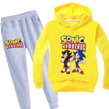 

Sonic The Hedgehog Tracksuit Autumn Kids Clothes Boys Sets Girls Hooded T-shirt Pants Two Piece Outfits Vetement Enfant Fille