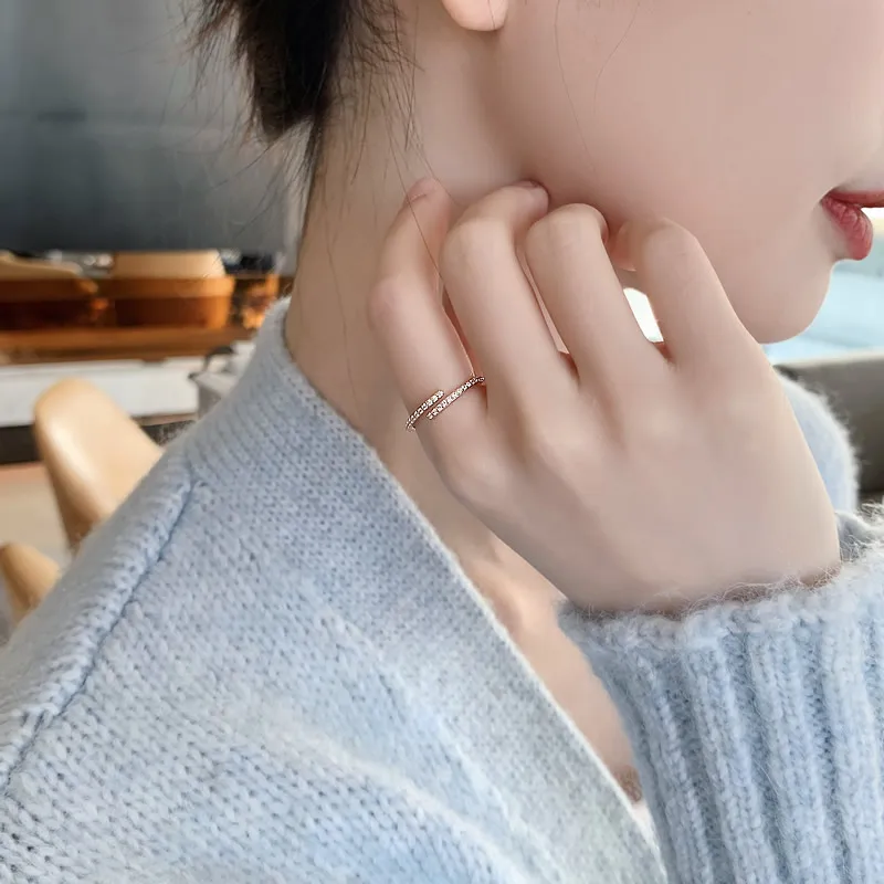 Minimalist Geometric Rose Gold Open Rings For Woman Korean Fashion Jewelry New Gothic Accessories Student Girl’s Simple Ring Set