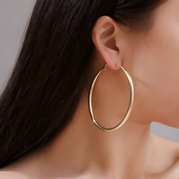 

BLIJERY Trendy Punk Gold Color Metal Big Hoop Earrings for Women Statement Jewelry Smooth Circle Earrings Boucles d'oreilles