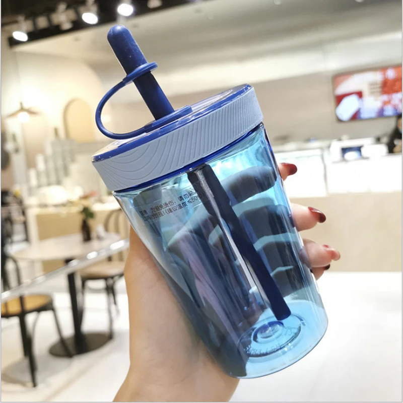 

Coffee Cup Summer Student Adult Portable Leak-proof Mixing Cup Heart Straw Plastic New Gift Cute Halloween Girl Children 500ML
