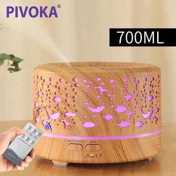 

PIVOKA 700ml Air Humidifier Aroma Diffuser Essentiel Oil Aromatherapy Remote Control Ultrasonic Mist Maker Housing 7 LED Colour
