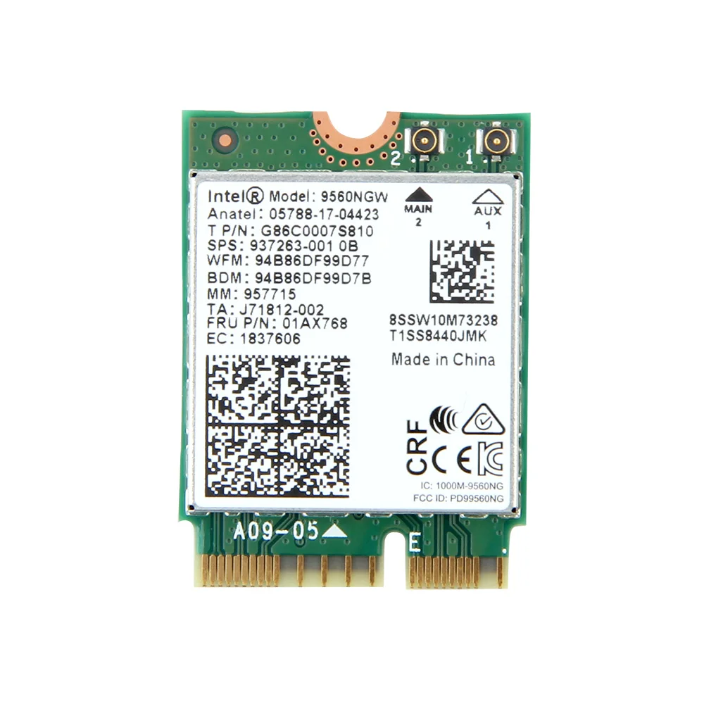 100 шт двухдиапазонный беспроводной 9560 переменного тока для Intel 9560NGW 802.11ac M.2: CNVi NGFF ключ E 2,4G/5 ГГц 2x2 WiFi карта Bluetooth 5,0 Wi-Fi