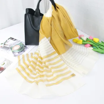 

New 2020 Women Luxury Silk Wool Scarf Stripe Shawls Lady Pashmina Neck Hijab Foulard Wraps Bufanda Winter Scarves Bandana Poncho