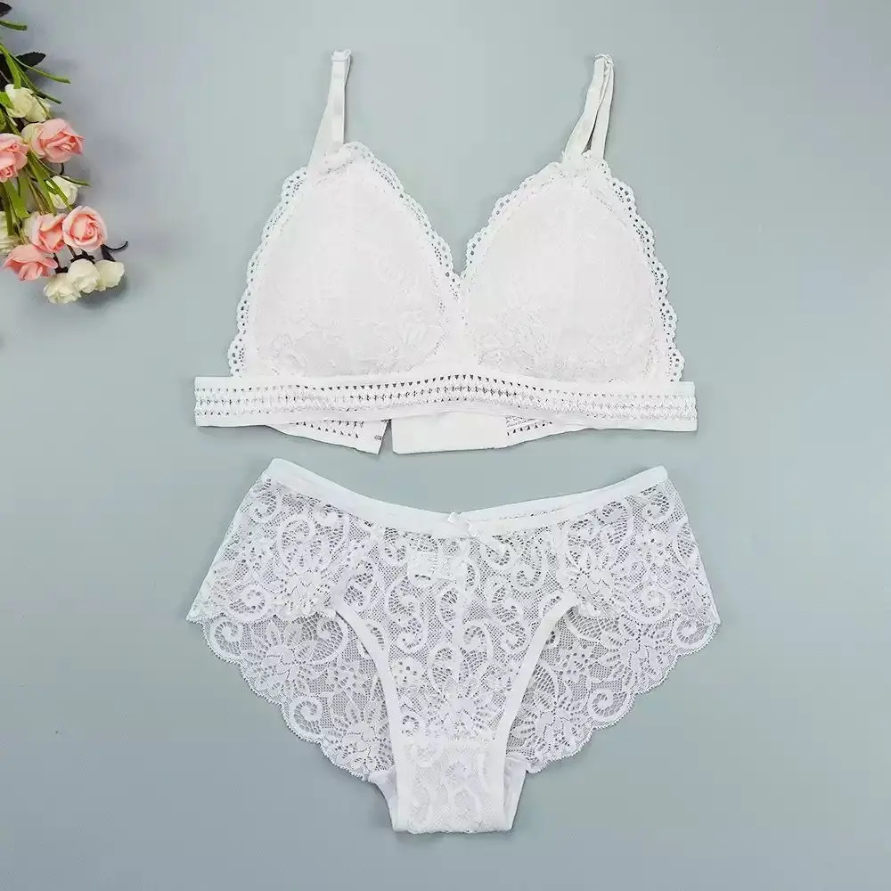 Bra Panty Set Sexy Panties Lace Lingerie Femme Underwear Push Up Thin 1/2 Triangle Cups Bralette Hollow Out Briefs Wholesale bra and knicker sets