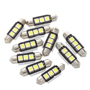 

10X 36MM Bulb Lamp 3 LED 5050 SMD CANBUS White Car e