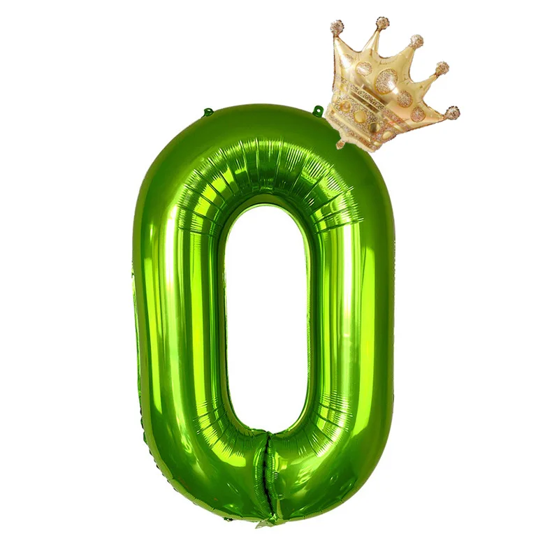 2pcs 40 Inch Foil Crown Green Number Balloons Anniversary Birthday Party Decorations Kids Digit Globos Wedding Decor Baloon
