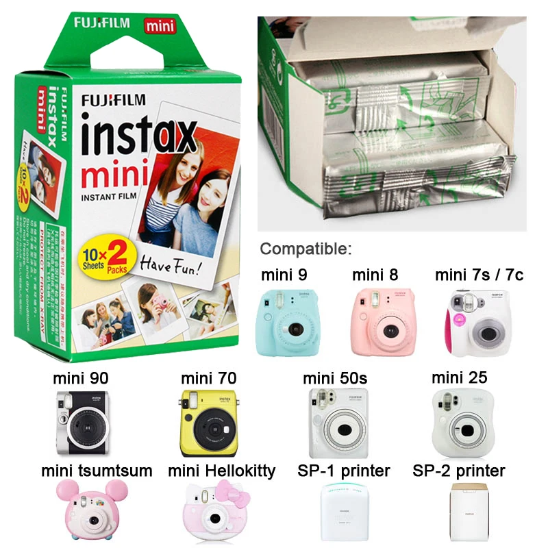 50 листов Fujifilm Instax Mini 9, пленка с белыми краями, фотобумага для камеры Polaroid, пленка Mini 8 7s 90 25 55 SP-2, моментальная камера