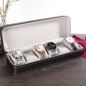 

Stylish 6 Slots Zipper Watch Storage Display Box PU leather Luxury Wristwatch Case Holder Organizer Case for Men Best Gift