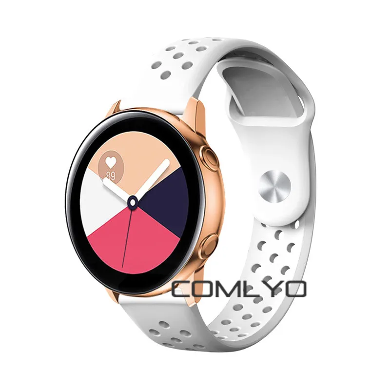 Новые силиконовые ремешки для samsung galaxy active/active 2 40 мм 44 мм Смарт часы ремешок для часов спортивный браслет - Цвет: Белый