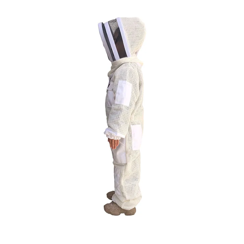 1 Set Children Beekeeping Suit White Three Layers Mesh Bee Clothes For Beekeeper Overalls Ventilation Apicultural Farms Tools