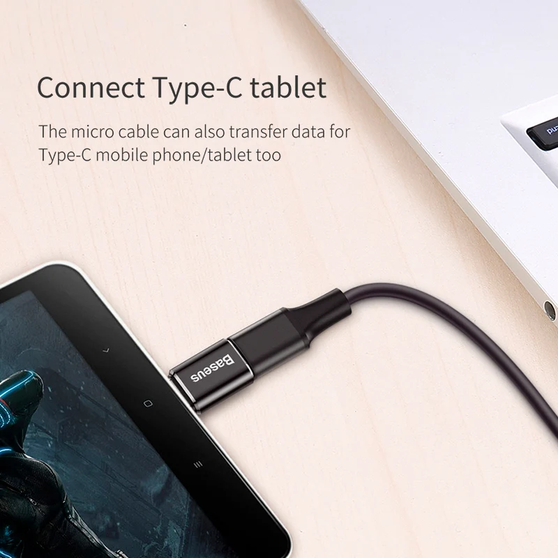 Переходник Baseus USB Type C OTG переходник с папа на Micro мама для Macbook Samsung S10