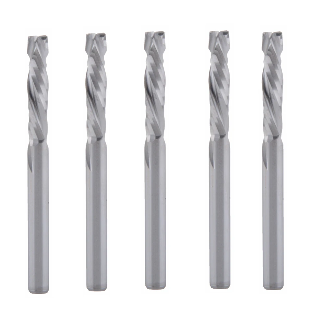 

5PCS 3.175x15mm UP & DOWN Cut Two Flutes Spiral Carbide Mill Tool Cutters for CNC Router, Compression Wood End Mill Cutter Bits