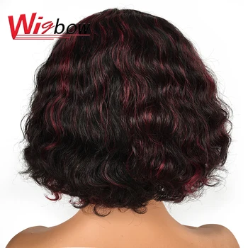 

Human hair cheap short hair bang wigs deep wave 150 density black women human hair wig #30 red 1b99j colorful wigs free shipping