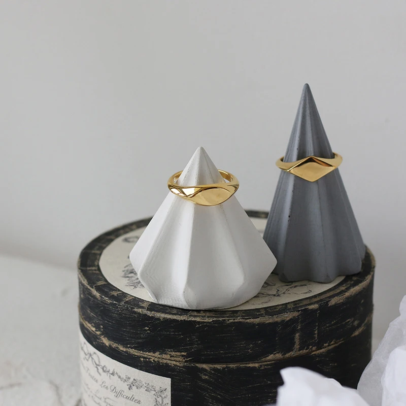 Peri'sBox 2 Designs Oval Horse Eye Rings Rhombus Geometric Rings for Women Titanium Steel Minimalist Jewelry 2020 - Image 4