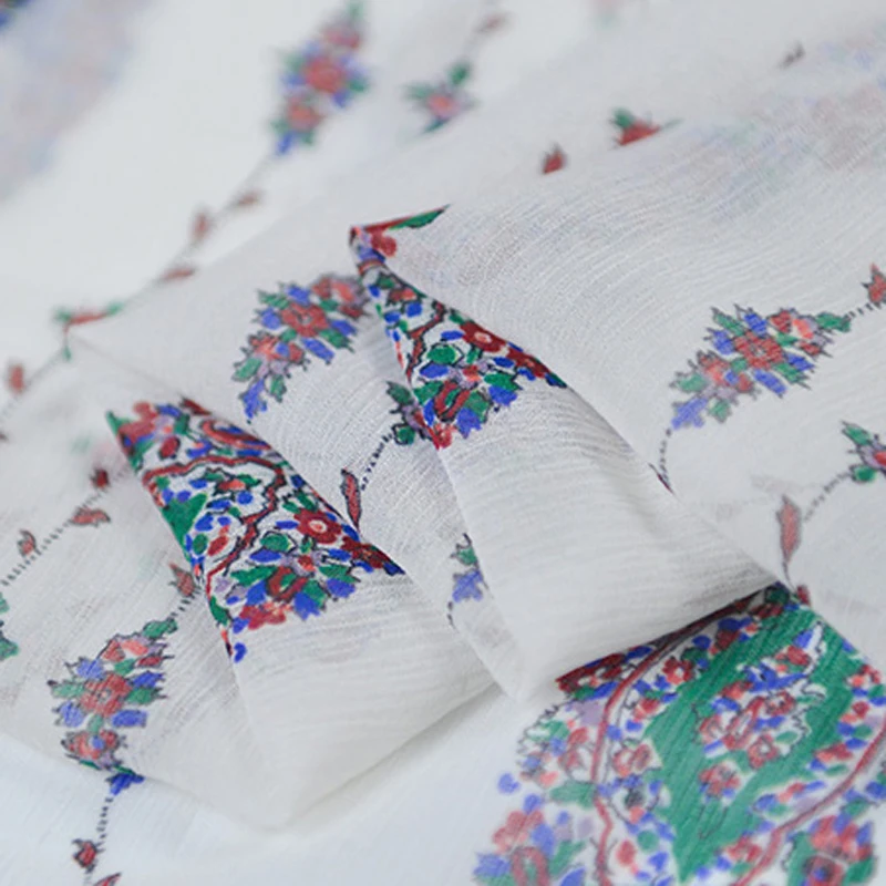 Элегантный цветочный Шелковый Шарф Ткань натуральный шелк креп шифон 100 см* 125 см