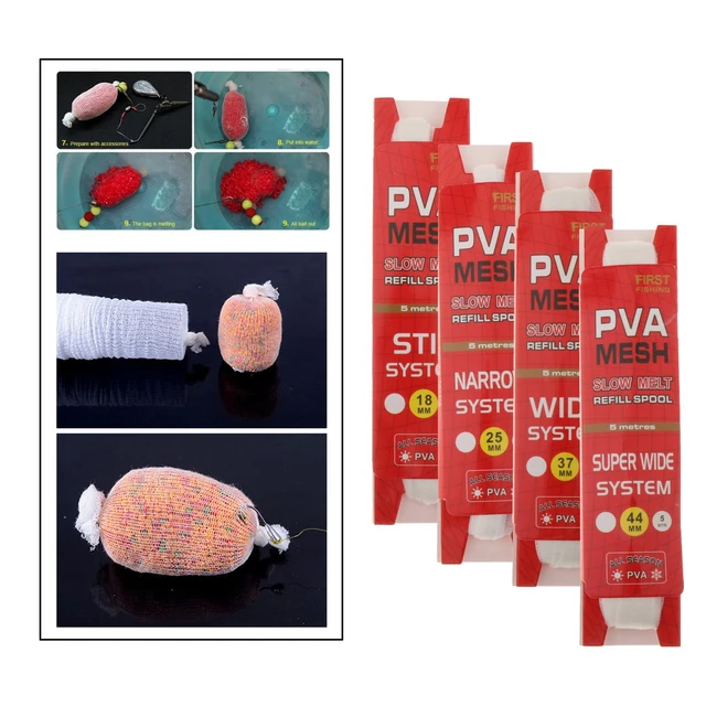 PVA Fishing Mesh Bait Bag Quick Water Soluble Refill Stocking Carp