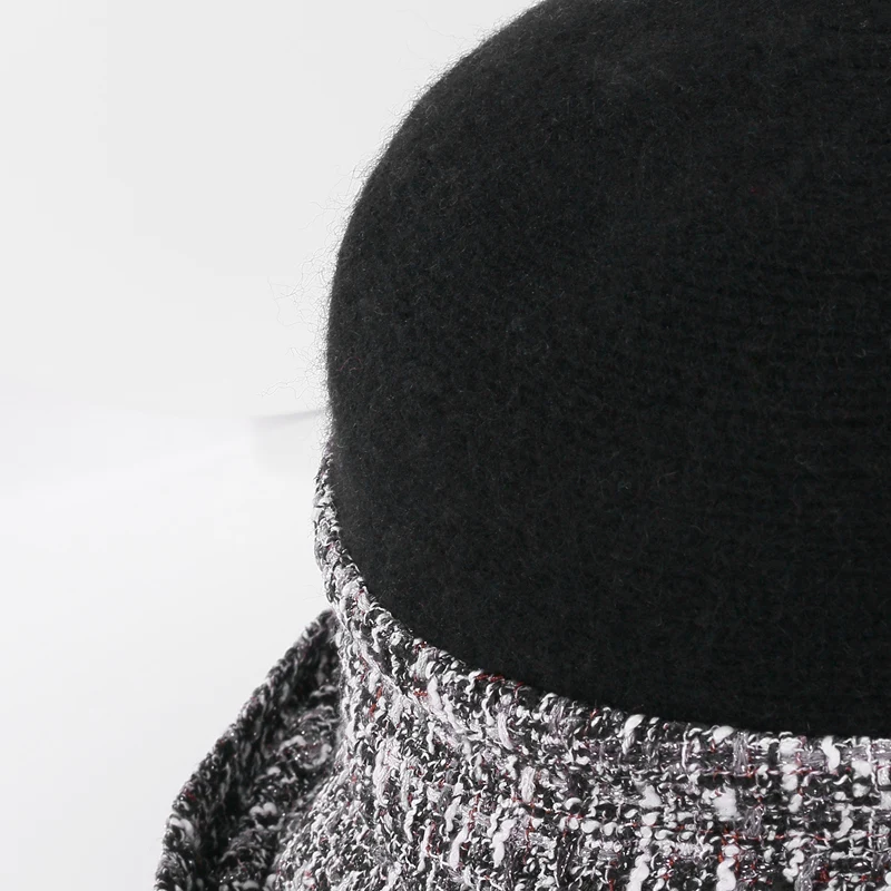H763 женская шляпа Fedoras, Женская Высококачественная модная теплая Толстая шерстяная Складная Кепка, женская уличная Кепка для покупок, путешествий, церкви, Повседневная Кепка s