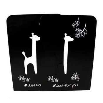 

2pcs Office Book Stand Home Bookends Cartoon Deer Thickened Metal Out Support Desktop Organizer Shelf Cute Holder School