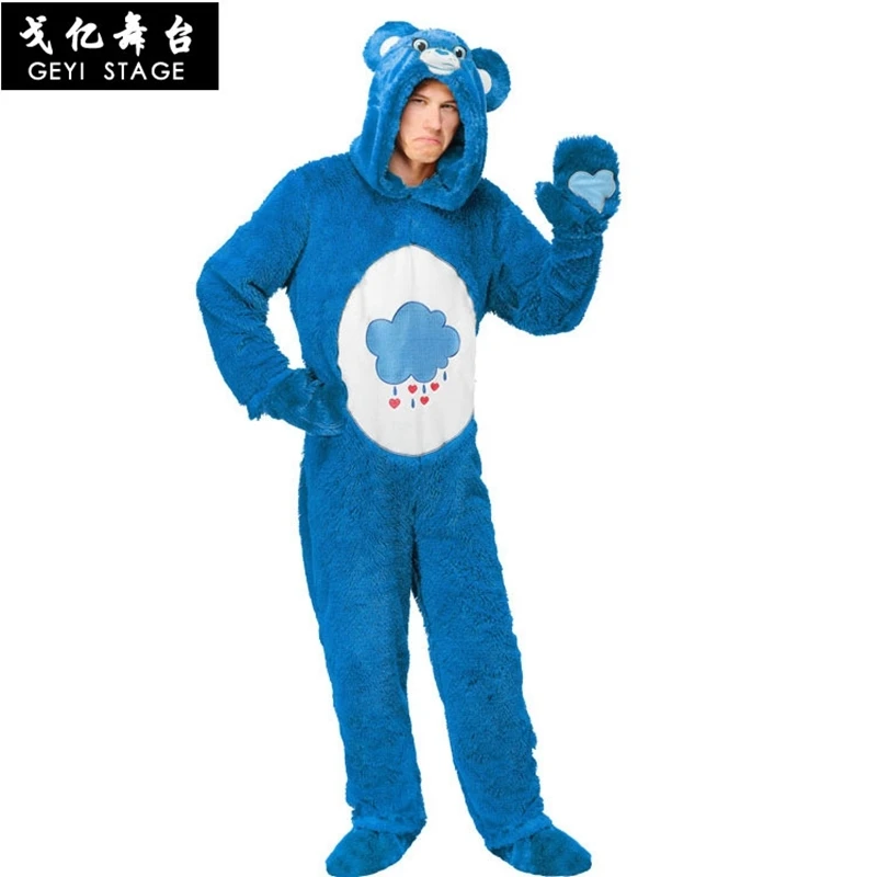 

new Anime Blue bad temper bear Professional New Blue Teddy Bear Mascot Cosplay Costume Fancy Dress for Adult Party Clothes