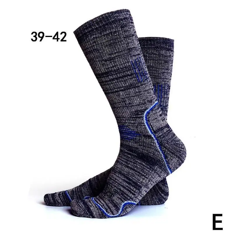 Dark Blue L 1 пара носков для катания на лыжах Зимние теплые спортивные носки теплые высокие носки спортивные утолщенные нескользящие носки для катания на лыжах на открытом воздухе H P9O1 - Цвет: Dark Blue L