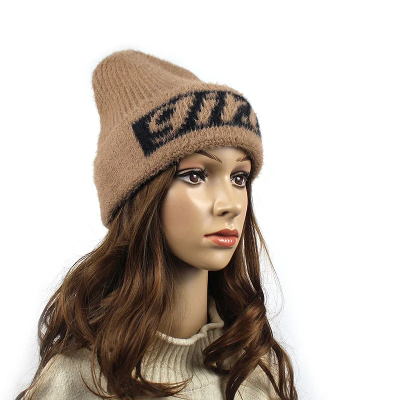 Женская шапка, зимняя шапка, теплая вязаная Осенняя Лыжная уличная шапка, аксессуар для девочек-подростков