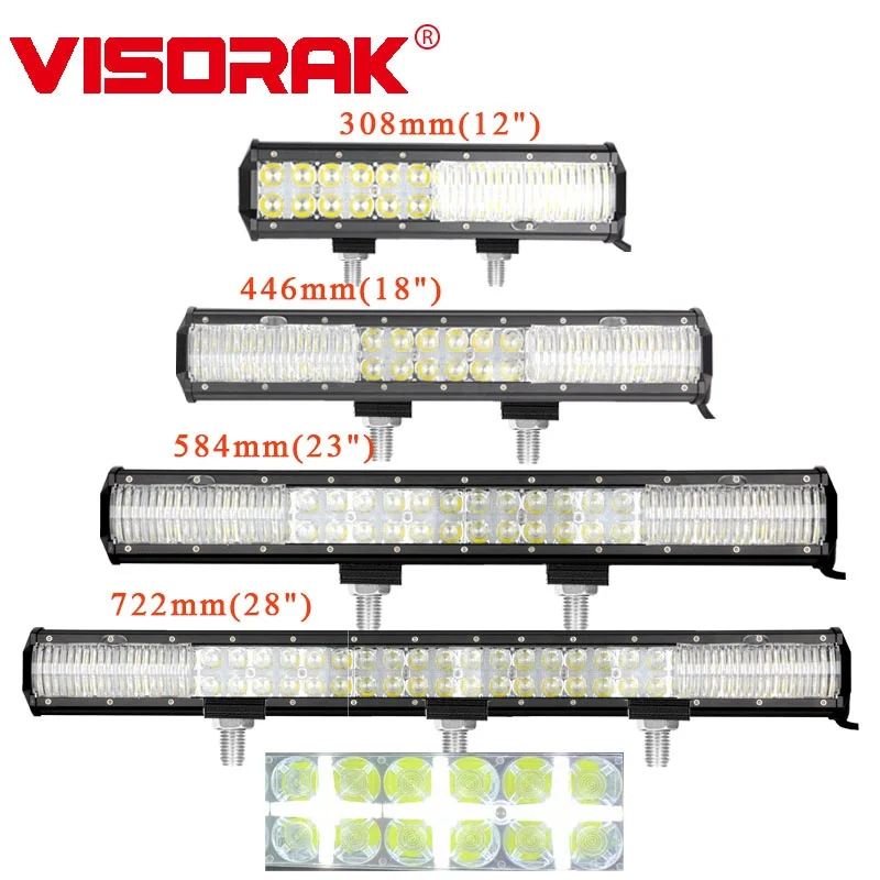VISORAK 7 12 17 23 28 дюймов 7D внедорожный светодиодный рабочий светильник бар с