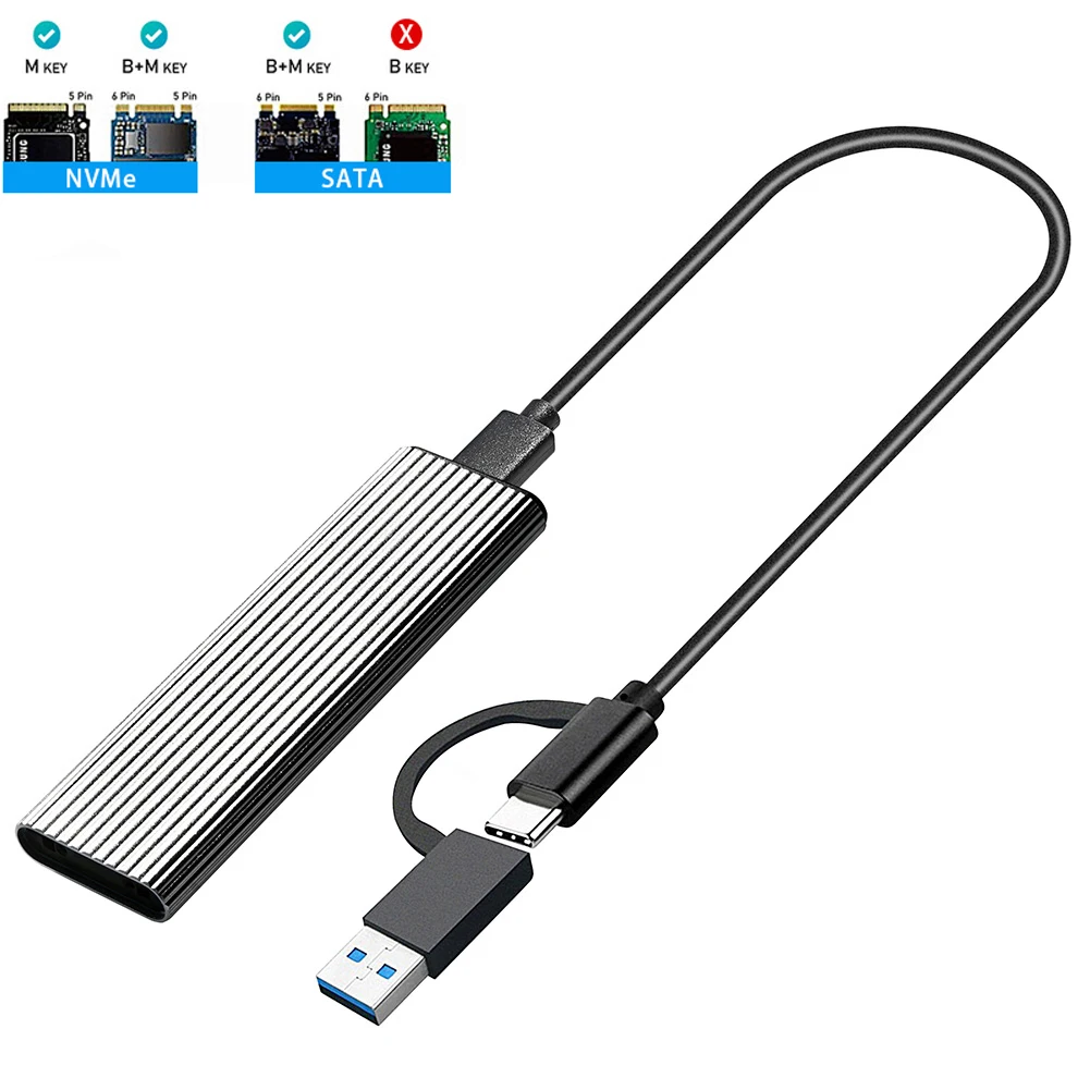 M.2 NVMe SSD to USB 3.1 Case 10Gbps Dual Protocol M2 Box PCIe NGFF SATA Enclosure Adapter with OTG for | Компьютеры и офис