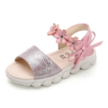 

Girls Floral Sandals Kids Summer Sandals For Toddlers Baby Girl & Teenager Glitter Fabric Sweet Princess With Bow-knot Soft 2020