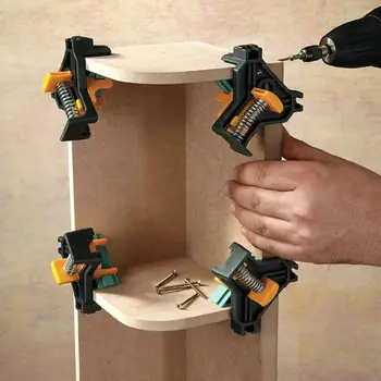 

4pc 90 Degree Right Angle Clamp Fixing Clips Woodworking Hand Tool Locator Corner Clip Positioning Fixture Tool Auto-adjustable