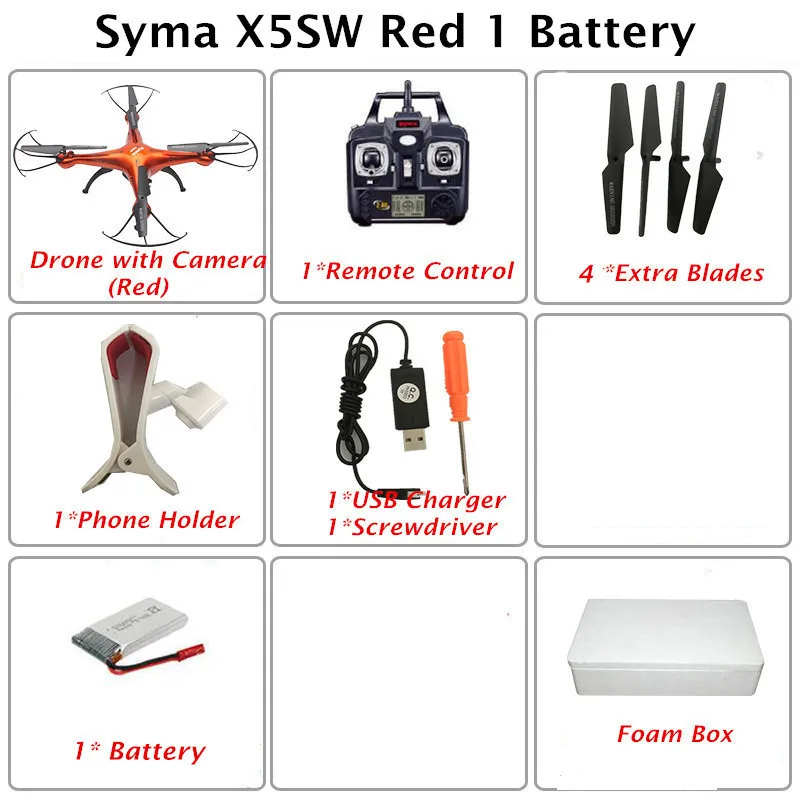 SYMA X5SW дистанционным управлением и съемкой от первого лица Квадрокоптер с камерой Wi-Fi 2,4G 6-осевой пульт дистанционного управления Дрон profissional Дрон игрушки Рождественский подарок - Цвет: Red