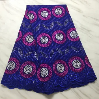 

Royal blue Latest African Cotton Swiss Voile Lace Fabric 2019 High Quality African Swiss Voile Lace In Switzerland For Party