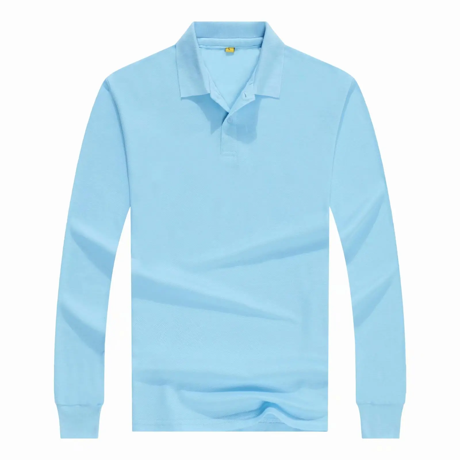 LIGHT-BLUE Женские рубашки поло с длинным рукавом 15 Soild цвета женские рубашки поло женские дышащие размер плюс поло Топ повседневные рубашки для женщин - Цвет: LIGHT-BLUE