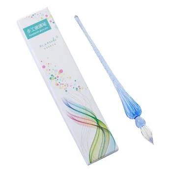 

School Office Novel Crystal Glass Dip Pen Glass Signature Pen Business Present Home Decor Friend Gift(With Box） 1