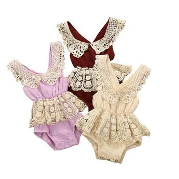 

Newborn Baby Summer Clothing Baby Girls Lace Cotton Bodysuits Cute Jumpsuits Sleeveless Sunsuits