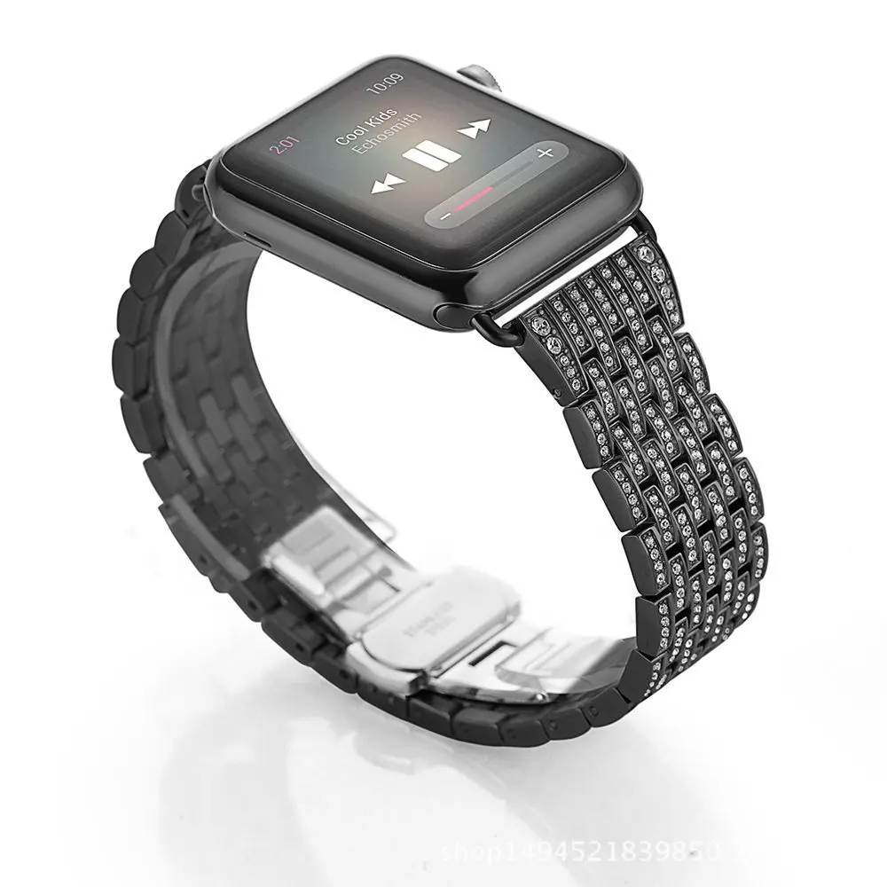 Роскошная рифленая нержавеющая сталь металлический ремешок для Apple Watch 38 мм 42 мм 40 мм 44 мм семь бусин стальной ремешок Iwatch серии 5 4 3 2 1