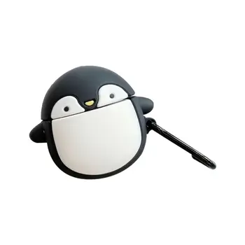 

Cute Penguin Pattern Soft Silicone Protective Cover Shockproof Case Skin with Carabiner for Airpods 1/2 Charging Box Accessories