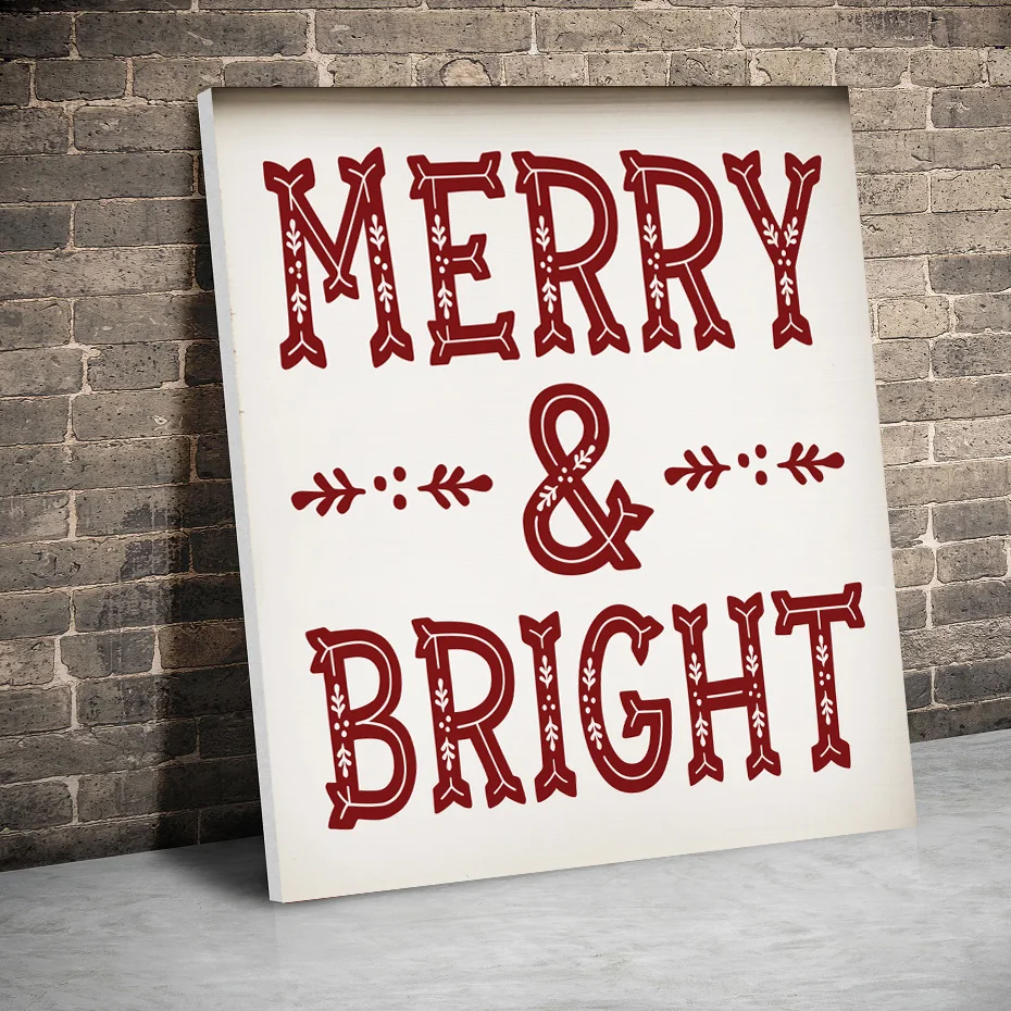 

Framed Merry and Bright Christmas Posters Canvas Paintings Wall Art Canvas Prints Pictures Kids Room Decor Home Inner Frame
