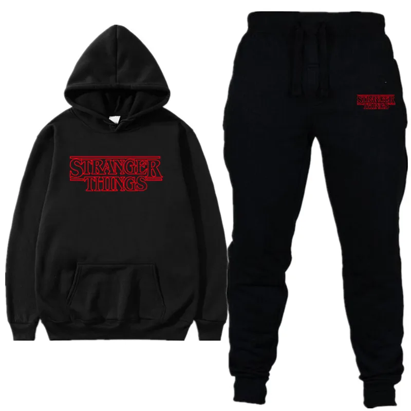 

Autumn Winter Men Two Pieces Set New Stranger Things Hooded Sweatshirts Sportswear Tracksuit Men Hoodie Hoodies + Pants Sets