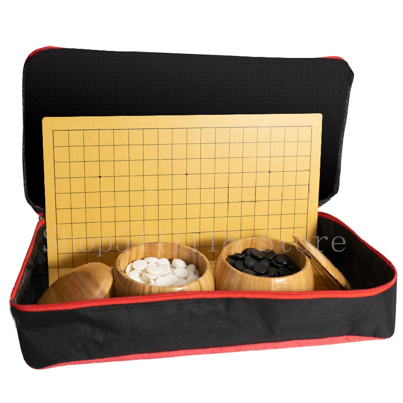 

Go set pieces children's students black and white pieces puzzle beginner's chess wooden double chessboard adult