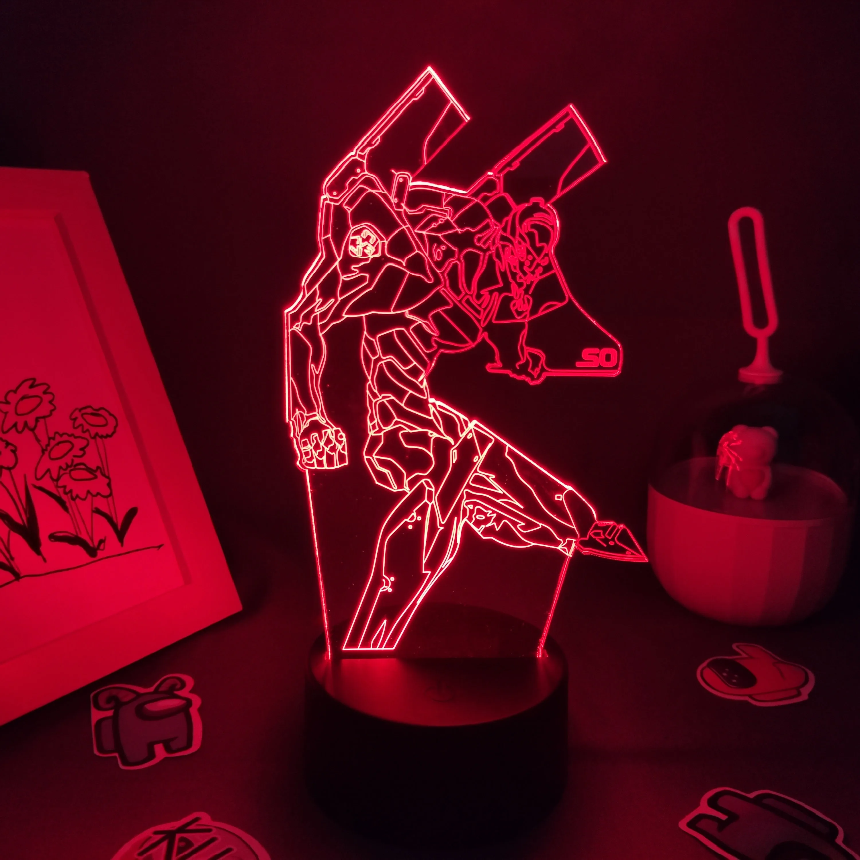 EVA-02 с аниме-фигуркой 3D светодиодный ночсветильник RGB подарок на день рождения