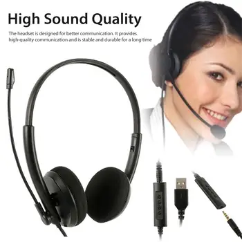 

Stereo Wired Headset Lightweight Comfortable USB Computer Heaphone With Microphone for Computer PC Online Lessons Conference
