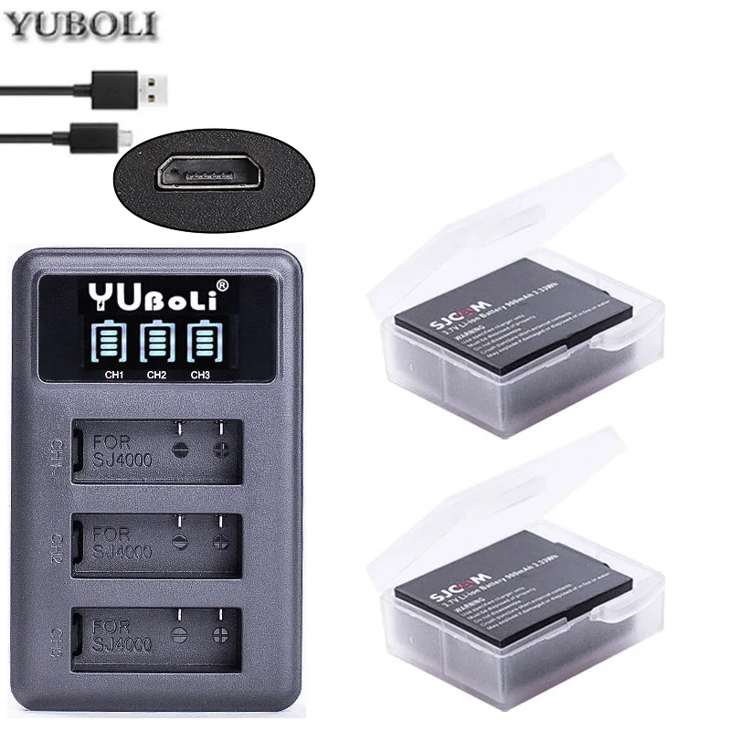 charger and 2battery 3,7 v 900mah sjcam SJ4000 Батарея для спортивной экшн-камеры SJCAM sj4000 sj 4000 SJ5000 6000 7000 8000 sj9000 C30 M10 действие батарея для камеры - Цвет: charger and 2battery