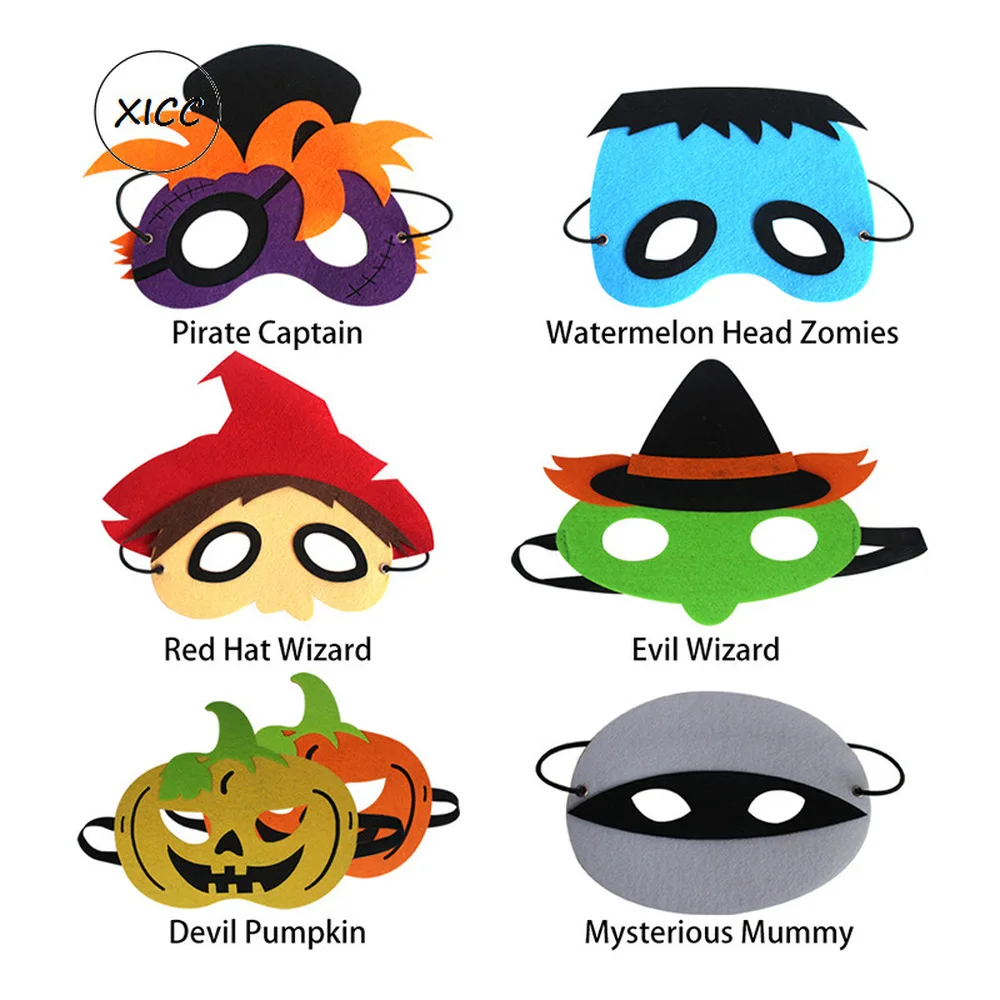 

XICC Halloween Cosplay Masks Cartoon Kids Birthday Party Half Face Felt Mask Ghost Terror Props Witches Clown Upper Holiday DIY